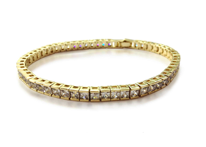 Gold Plated CZ Studded Womens Tennis Bracelet